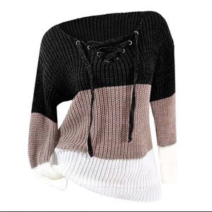 Rosegal Chunky Knit Block Colour Sweater